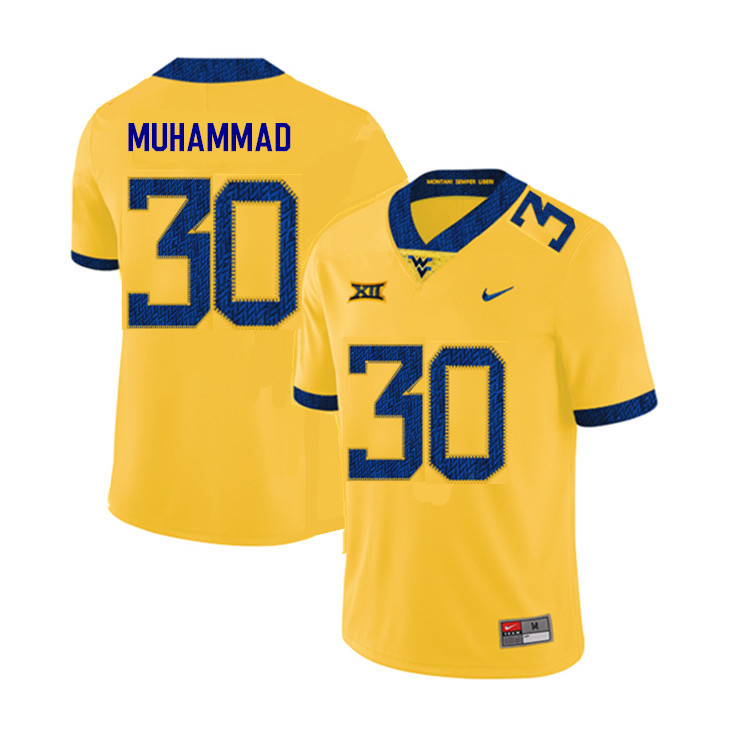 2019 Men #30 Naim Muhammad West Virginia Mountaineers College Football Jerseys Sale-Yellow